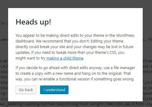 Wordpress Theme Edit Screenshot